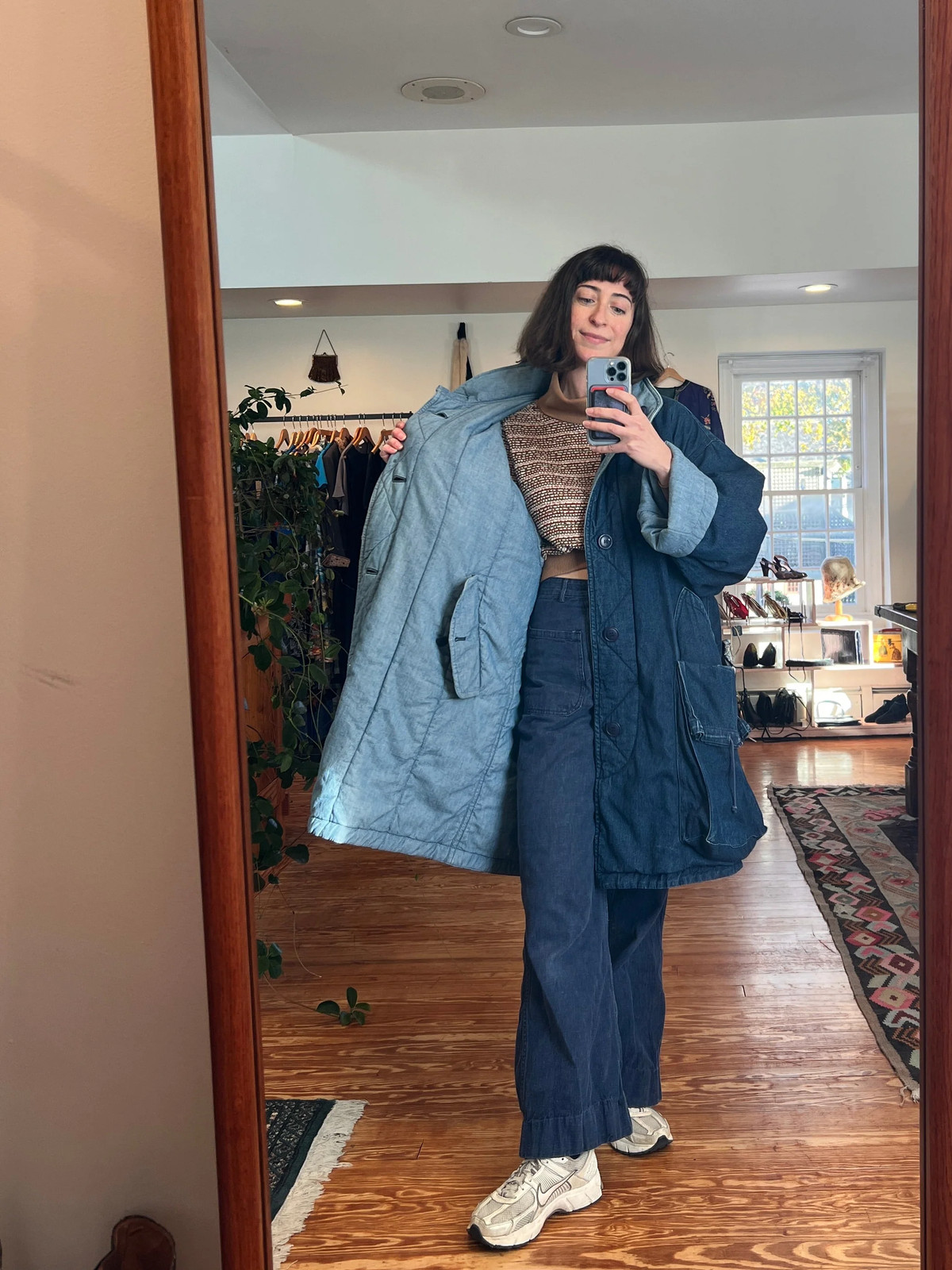 1980s Issey Miyake Indigo Denim Padded Reversible Coat - Gem
