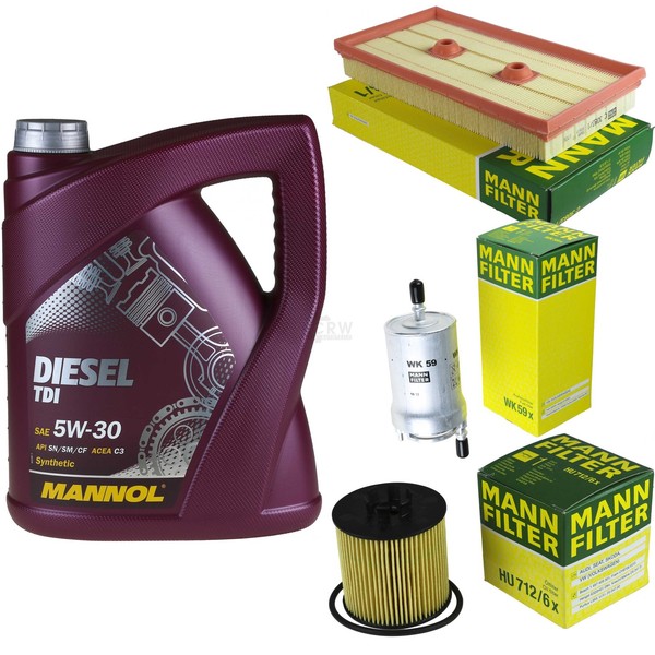 MANN-FILTER Inspektionspaket 5L Mannol Diesel Tdi 5W-30 FüR Vw Golf V 1.6 Fsi-image