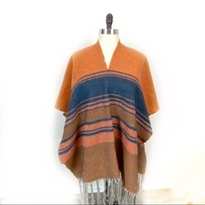 Poncho Woven Susan Mossholder Women Men Handwoven Boho Hippie Festival Vintage