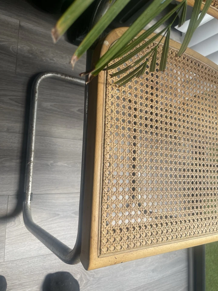 Silla cantilever estilo Cesca vintage de caña cromada-silla de caña MCM estilo Breuer Foto 4 de 4