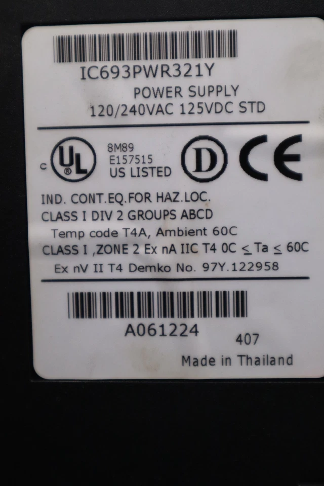 General Electric IC693PWR321Y 120/240VAC Power Supply 9030 Series STOCK 3497A - Image 2 of 4