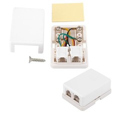 Phone Jack Surface Mount Dual Port Box 2 RJ11 6P4C Female Outlets White 2 PCS