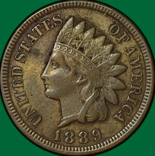 1889 Indian Head Cent Almost Uncirculated AU Coin #34538