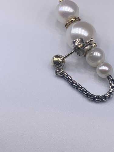 David Yurman Pearl Dangle/Drop Earrings in Sterling Silver & 18K Yellow Gold - Picture 9 of 10