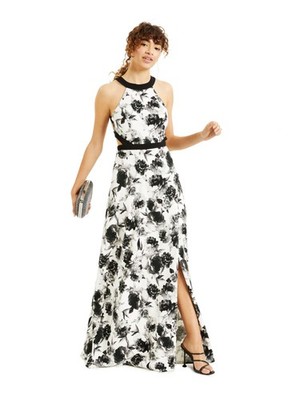 SPEECHLESS Womens Full-Length Dress Black Sleeveless Halter Prom Juniors 0