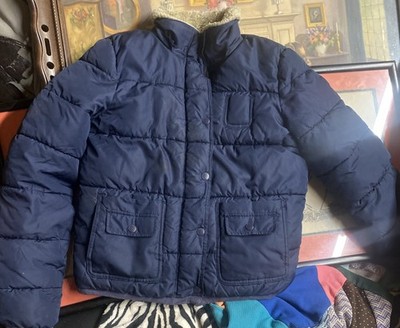Aeropostale Jacket Juniors Size Medium Blue Puffer Coat Full Zip Pockets