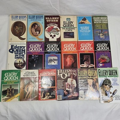Ellery Queen Lot of 15 Paperback Books and 3 Mystery Magazines Vintage