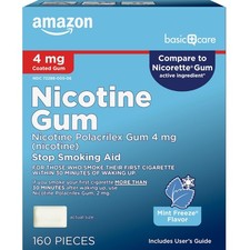 Coated Nicotine Polacrilex Gum 4mg, Mint Freeze Flavor, 160 Count for Cessation
