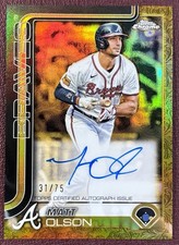 Matt Olson 2025 Topps Gilded Collection Yellow Gold Auto /75 Atlanta Braves