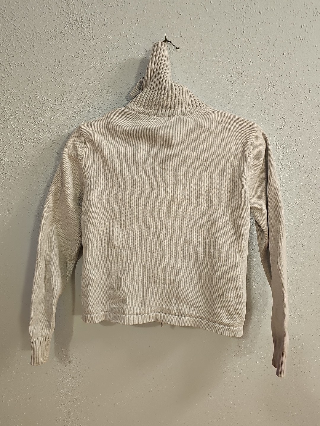 LL Bean Cream Collared Toggle Button Cotton Sz S-… - image 3