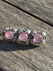 N.E From Vintage  Denmark 925S Sterling Silver rose quartz brooch 3266