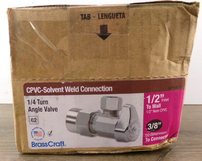 BrassCraft G2PR19X C 1/2''Nom CPVC Inlet 3/8''OD Tube Out 1/4-Turn (20 Qty) S7