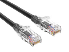 15ft Cat6 Ethernet Patch Cable with Clear Boot, UTP, Pure Bare Copper, Black