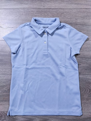 Lands End Shirt Girls Size 7 Light Blue Pique Polo School Uniform Top Kids
