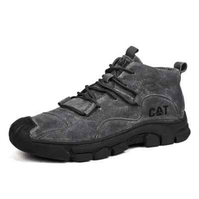 Men Rubber Sole Leather Walking Shoes Outdoor Waterproof Soft Trekking Sneakers