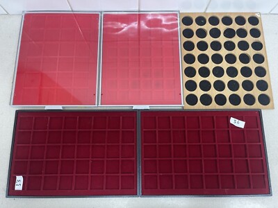 USED COIN TRAYS VARIOUS TYPES - LIDNER - ABARFIL - WOODEN -