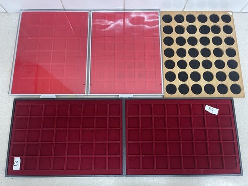 USED COIN TRAYS VARIOUS TYPES - LIDNER - ABARFIL - WOODEN -