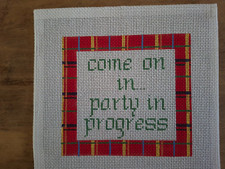Needlepoint Hand Painted Door Hanger Canvas Brand New Perfect For House Party