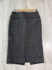 Zara Dark Gray Herringbone Light Tweed Pencil Skirt Sz S