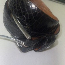 TRAFALGAR Black Croc Embossed Italian Leather Size 44 Belt Made in USA