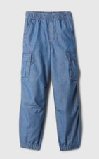 NWT Gap Boys Denim Parachute Pull On Cargo Pants Size XL 14/16 Blue