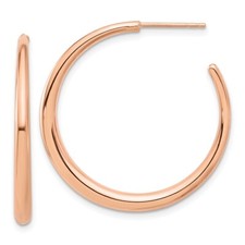 14K Rose Gold Polished Hoop Earrings 2.35g, L-32.1mm, W-32.2mm for Mom