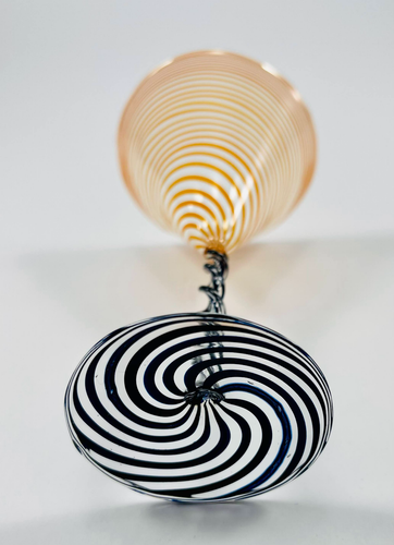 Bimini Werkstatte Rainbow Swirl Black Twist Stem Glass Cocktail Cordial Austria - Picture 20 of 27