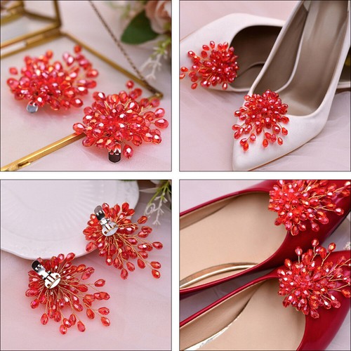 2 Pezzi Fermascarpe Decorazione Clip Decorativi Perle Miss Damigella d'onore - Foto 5 di 12
