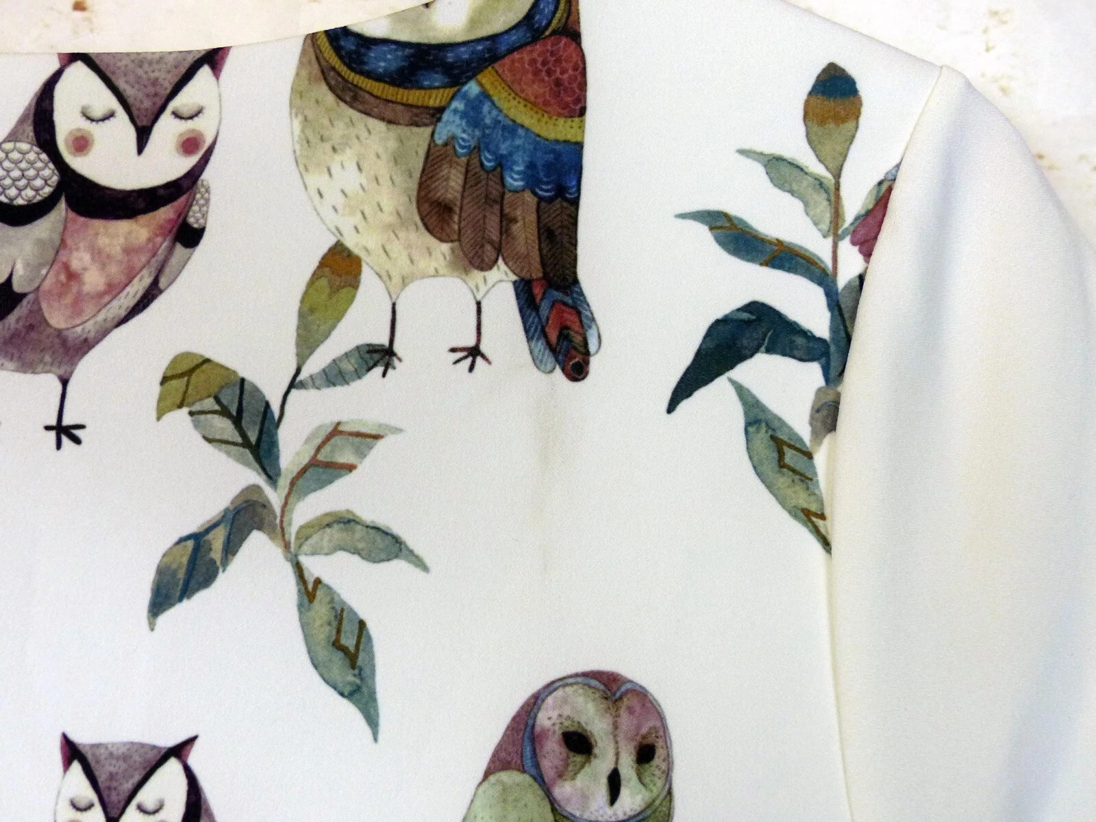 OFF WHITE Abito The Moon Owl stampa all over donna L bianco sporco maniche corte mod kidcore