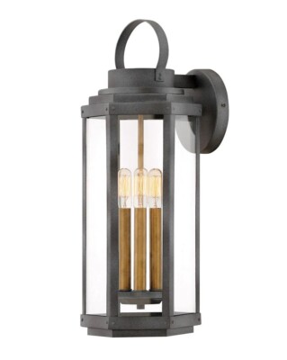 Hinkley Lighting 2535DZ Danbury 3 Light 22'' Tall Outdoor Wall - Aged Zinc /