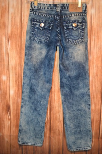 True Religion Boy's Straight Pocket Flaps Bleached Blue Denim Jeans Size 10 - Picture 6 of 12