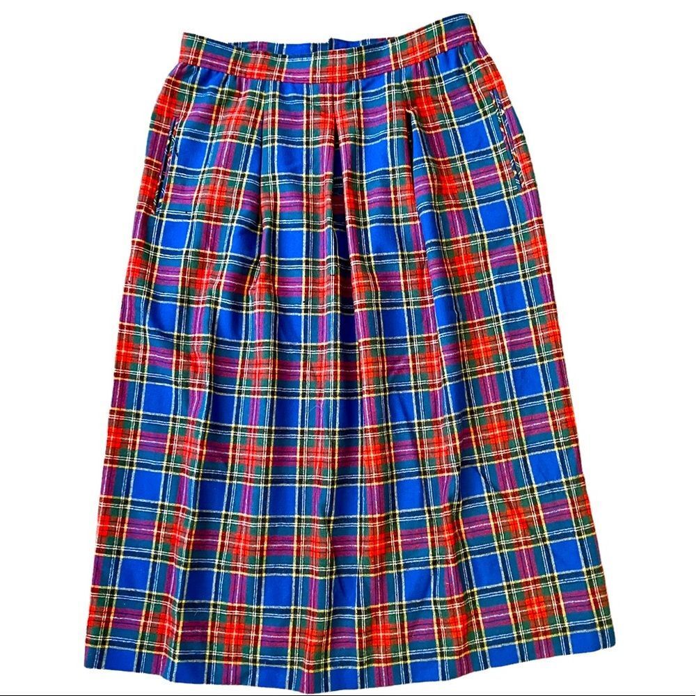 Vintage 60s Pendleton Plaid Pleated 100% Classic and