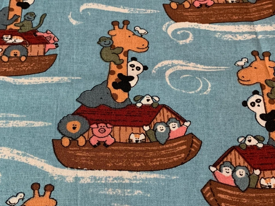 Noahs Ark Animal Print Cotton Fabric 12" x 44" - Image 2 of 4