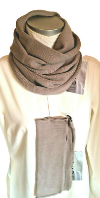 SET LOOP + STULPEN in BEIGE 100 % MERINO-WOLLE EXTRA-FEIN *Neu**LP 90   HANDMADE