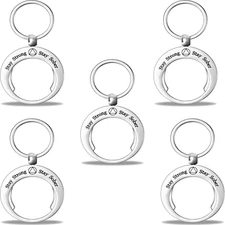 5pc AA Sober Coins Metal Keychain Stainless Steel Double-Sided Portable Keychain