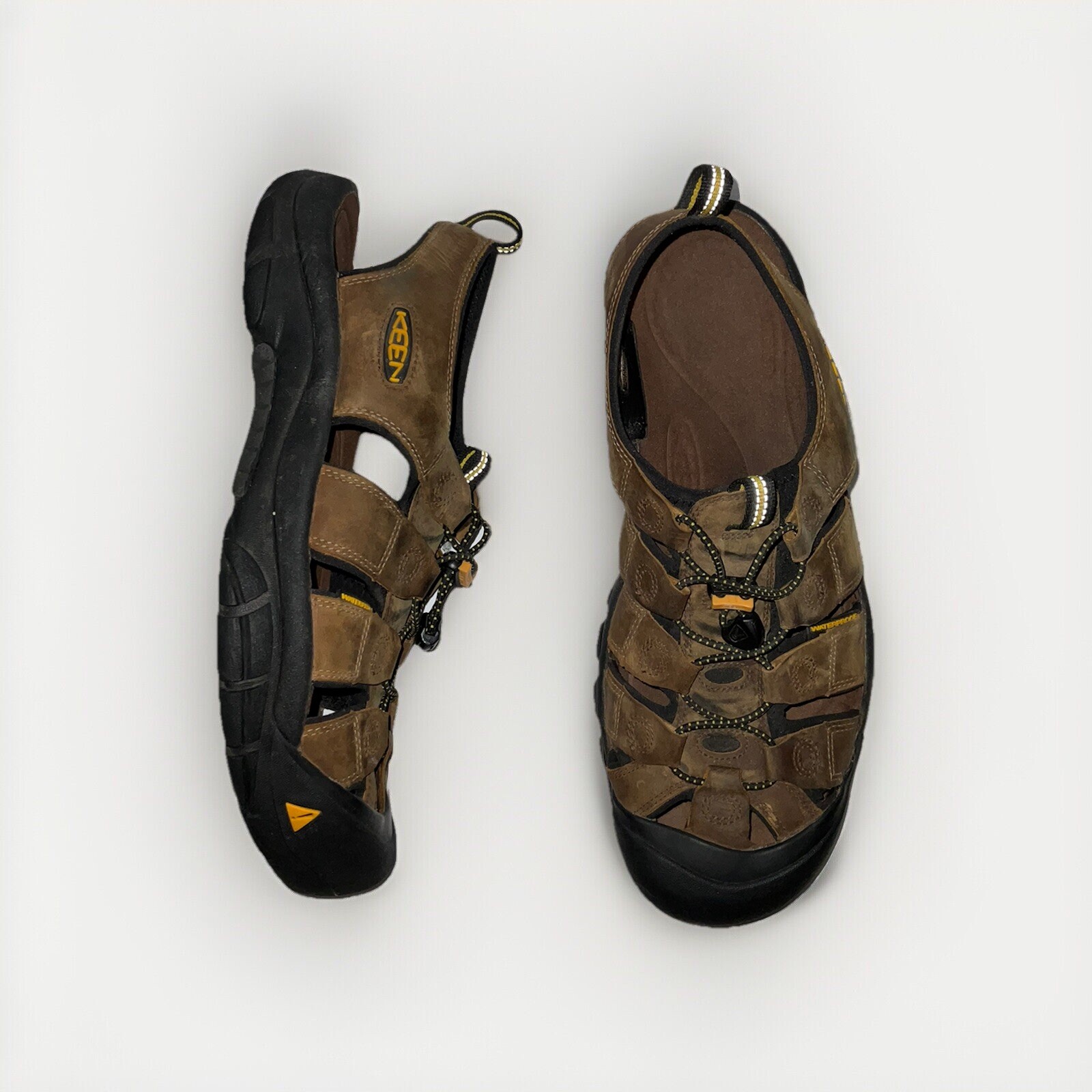 Sandali KEEN uomo taglia 13 Newport bisonte pelle marrone impermeabili escursionismo 1001870