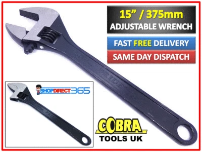 COBRA TOOLS Quality Large Jumbo 15" Inch / 375mm Monkey Wrench Adjustable Spanner Tool 25-52