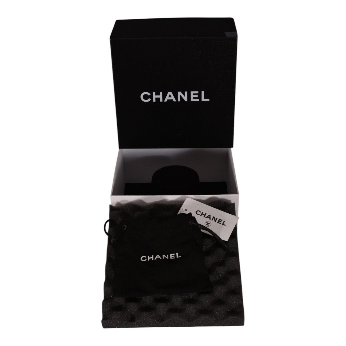 Authentic Chanel Gift Box Square with Dust Bag + Velvet Holder