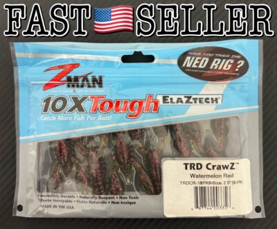 6-Pack Z-Man TRD CrawZ 2.5  Soft Plastic Craw Fishing Lure Bait, Watermelon Red