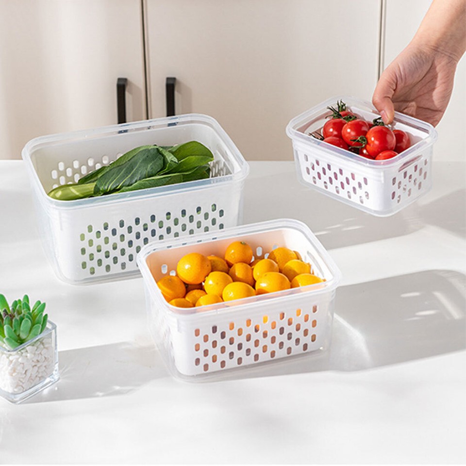 3 Pack Food Storage Containers with Lids Produce Saver Container for