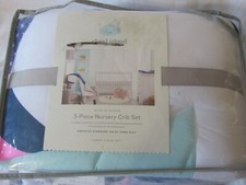 Cloud Island Blue Blossom Swan 3 pc Crib Nursery Bedding Set new