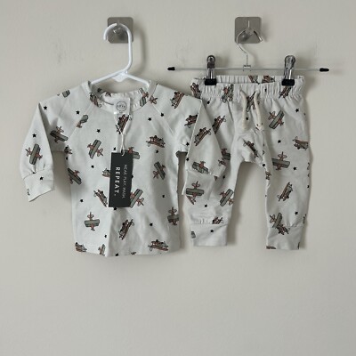 SOVA Baby 3-6 Months Beige Lounge Set Airplanes 