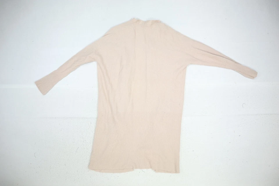 Suéter cardigã Chelsea e violeta mistura de lã alpaca frente aberta com bolso bronzeado M - Imagem 3 de 4