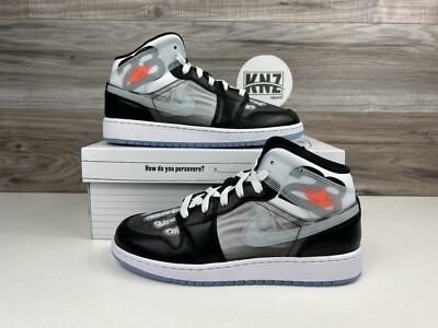 *Nike Air Jordan 1 Mid SE GS Black Ice Blue Crimson 'X-Ray' Shoes HF3210-001 NEW