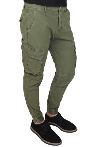 PANTALONE UOMO CARGO VERDE MILITARE SLIM FIT JEANS TASCHE LATERALI da 42 a  58 60 | eBay