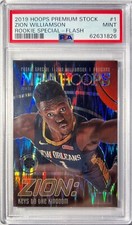 2019 NBA Hoops Premium Stock Zion Williamson Rookie Special Flash Prizm PSA 9