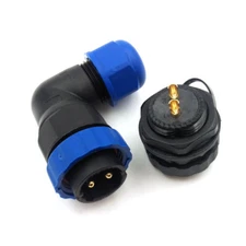 SD20 2pin Flange Elbow Aviation Cable Connector,IP67 Waterproof Plug and Socket