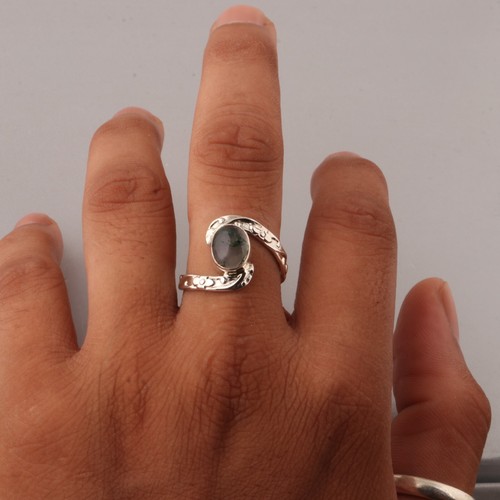 Anello Pietra Preziosa Argento Ovale Muschio Naturale Agata Anelli Anniversario Per Donna Regali - Foto 3 di 7