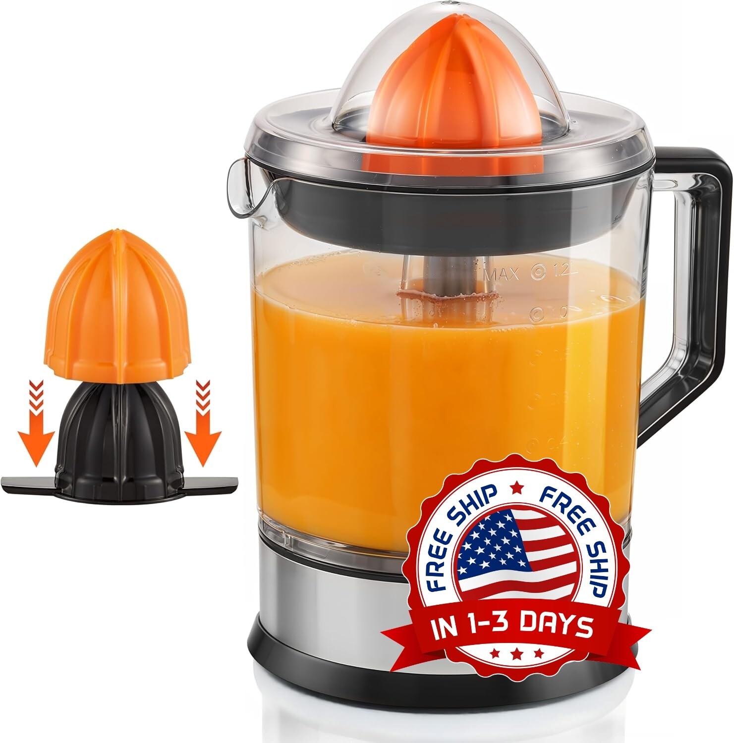 Exprimidor Electrico De Jugos Naranja Limon Extractor De Zumos Acero inoxidables