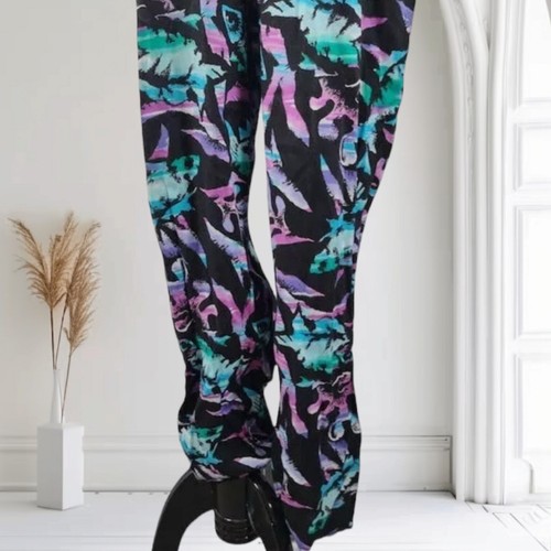 Vintage 90s Collared Relaxed Fit Jumpsuit Size L Vibrant Tropical Fish Rayon - Picture 9 of 11